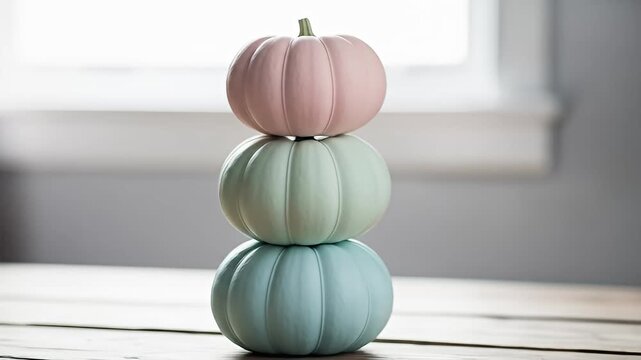 Pastel Pumpkins - A Stack of Autumnal Elegance for Fall Decor.