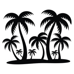 Fototapeta premium Black palm icon in vector style isolated on white background, simple symbolic illustration ideal for tropical identity, summer branding, travel visuals and minimalist graphic design use