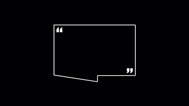 Minimal quote box outline animation with clean typography space, quote frame animation, speech bubble quote frame animation for conversations dialogue and social media text.