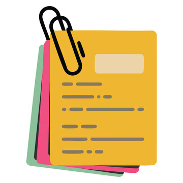 Clipped paper icon editable vector illustration representing document attachment office stationery organization and workflow management concepts