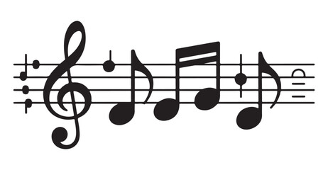 Fototapeta premium Abstract musical notation with treble clef and unique symbols on parallel staff lines for creative designs