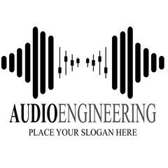 Obraz premium Vektor Stok Audio Engineering Logo Simple Music