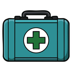 Obraz premium First aid kit medical icon in flat vector style physical therapist rehab exercise concept perfect for healthcare recovery treatment and therapy design projects