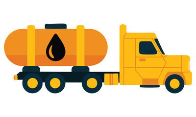Naklejka premium Flat clipart vector illustration of oil truck ideal for fuel delivery energy logistics petroleum transport and industrial background graphic projects