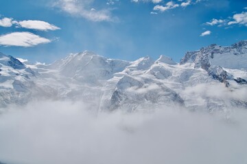 snow covered mountains in winter