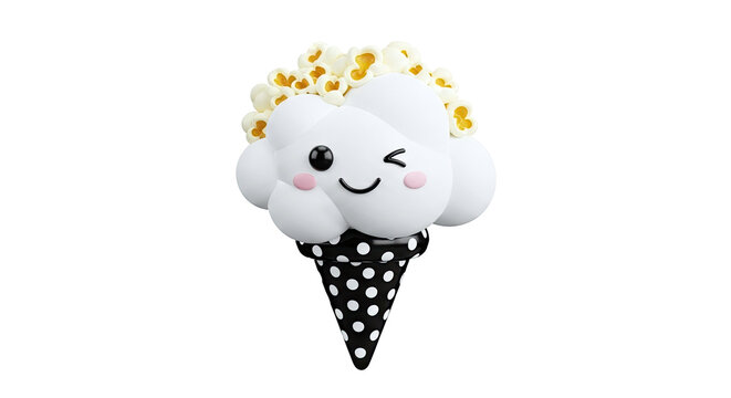 Cute Popcorn Cloud Ice Cream Cone
