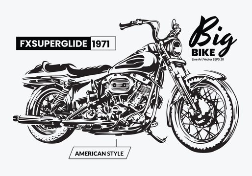American 1971 Big bike superglide Vector