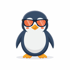 Chilled Out Penguin Wearing Sunglasses on White Background © Seno