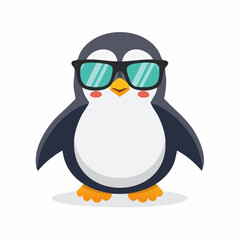 Obraz premium Cool Penguin Cartoon Wearing Sunglasses, Vector Illustration