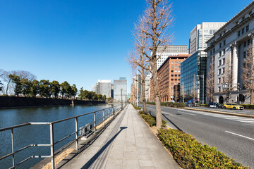 (東京都ｰ都市風景)青空の日比谷ビル群５