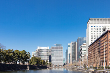 (東京都ｰ都市風景)青空の日比谷ビル群７