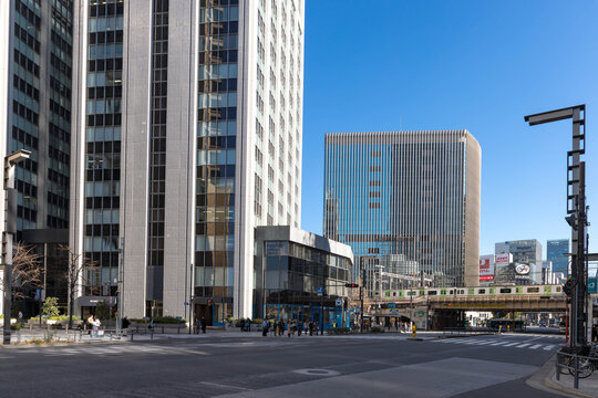 (東京都ｰ都市風景)青空の日比谷ビル群６
