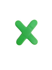 Obraz premium Vibrant Green 3D Multiplication Sign , Glossy Plastic Math Symbol Toy for Preschool Arithmetic, Basic Mathematics Education, Counting, and Playful Graphic Design isolated on transparent background.