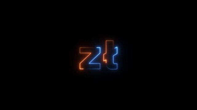 Glowing Neon light Zloty Sign Symbol animation on black background. Business and finance conceptual neon light Zloty icon animation.