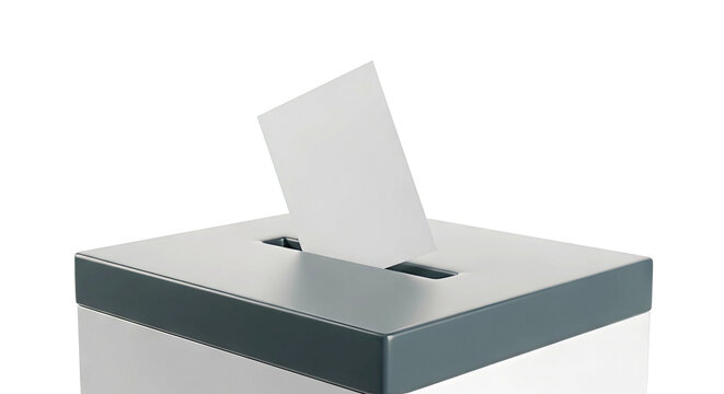 Ballot box with paper being inserted