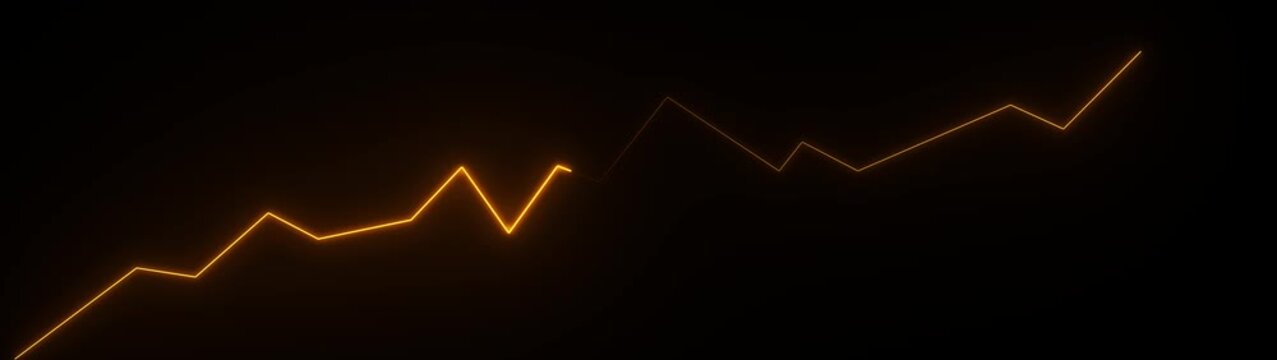 Orange Neon Line Graph Showing Upward Trend on Black Background chart