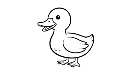 Cute Cartoon Duck Outline for Coloring