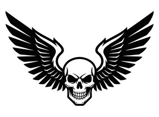 Fototapeta premium Skull with Wings Emblem - A Symbol of Freedom and Rebellion