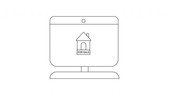 Real Estate Online Search - House for Sale on Computer.