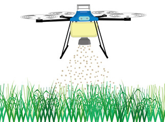 ドローンで肥料の散布作業をしているイラスト素材