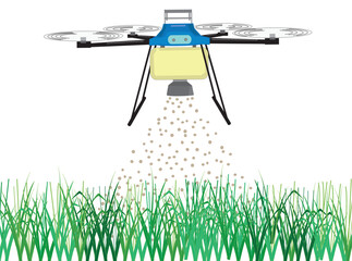 ドローンで肥料の散布作業をしているイラスト素材