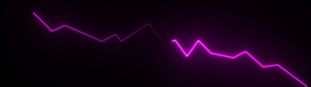 Purple Neon Line Graph Showing Downward Trend on Black Background chart