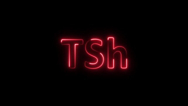 Tanzania Shilling Currency neon Icon Sparkling Shining on black background.