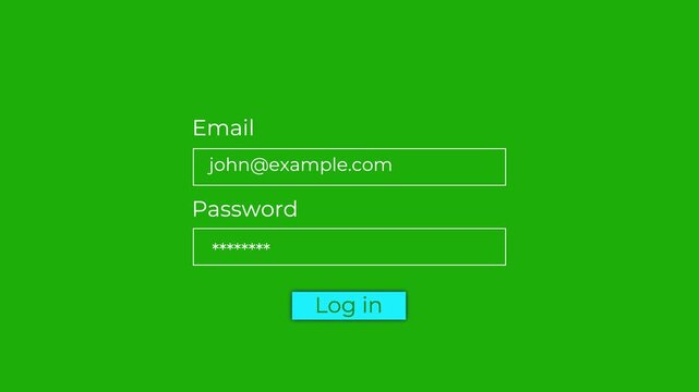 login button appears for completed username and password fields for website login ui animation.