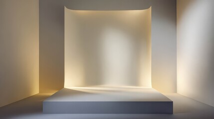 Obraz premium Minimalist Presentation Space with Soft Lighting and Neutral Tones