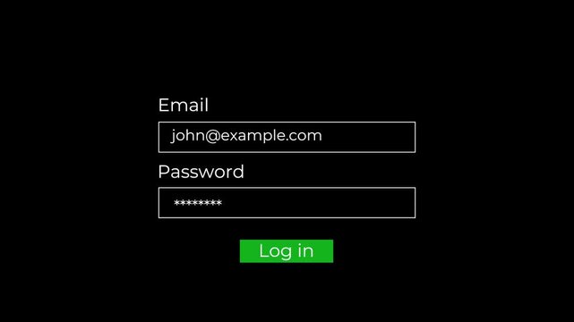 animated user interface form with input fields and action button for mobile app and web design.