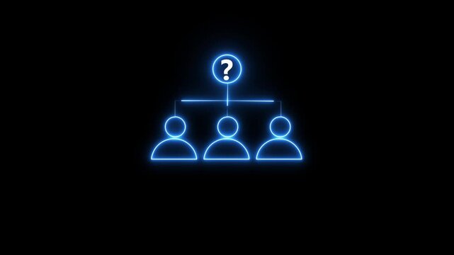 An abstract digital chart showcasing a team structure with glowing neon outlines, representing modern collaboration and organizational planning.