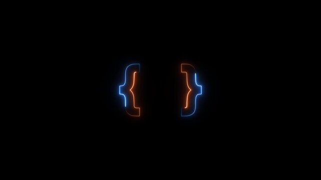 Glowing abstract neon close bracket symbol on a dark background. Perfect for coding visuals, digital design, or tech interfaces.