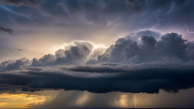 Dramatic sky filled with heavy clouds before an approaching storm, creating tension, moody atmosphere, and natural dynamic patterns. .Concept of weather, intensity, and nature.