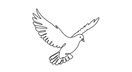 Peace Dove Flying Line Drawing