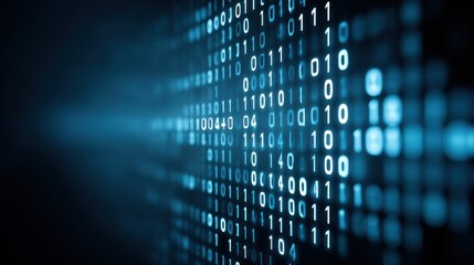 Abstract digital binary data representation in vibrant blue tones creating a futuristic technology background ideal for innovation and data visualization concepts
