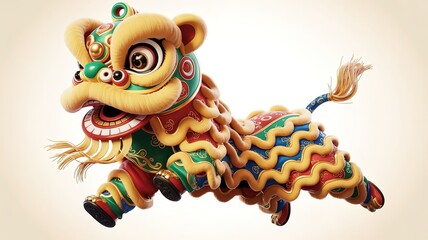 Traditional Chinese Lion Dance Barongsai Celebration Illustration. made with generative Ai
