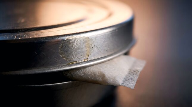 Metal quit smoking tin macro with fingerprint and nicotine patch