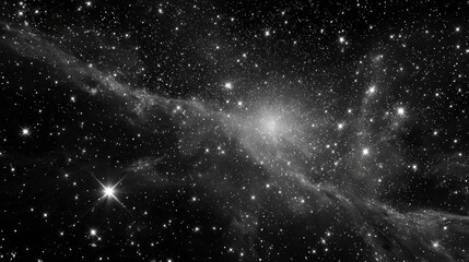 Fototapeta premium Realistic black space with scattered stars, emphasizing vast emptiness, cosmic darkness, and celestial beauty in a minimalist style.