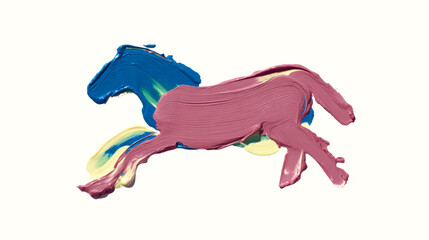 Obraz premium Abstract painted horse with bold brush strokes on white background for chinese new year year of the horse