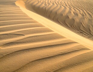 Close-up of sand dunes, showing texture and light, in the desert