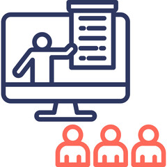 Web Based Learning line color icon