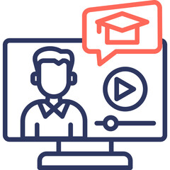 Video Learning line color icon