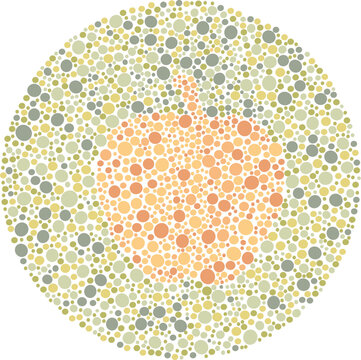 Red and Green Ishihara Style Color Blindness Test with Hidden Apple Silhouette