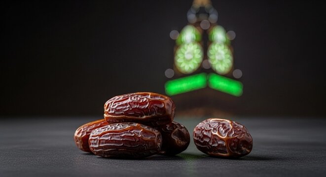 Dates for Ramadan Iftar with zam zam tower Light Background