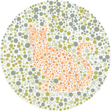 Fun Pediatric Color Blind Test Featuring a Hidden Sitting Cat Silhouette