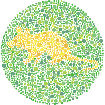 Hidden Mouse Silhouette in Ishihara Style Color Blind Test for Kids. Color Blindness Test with animal