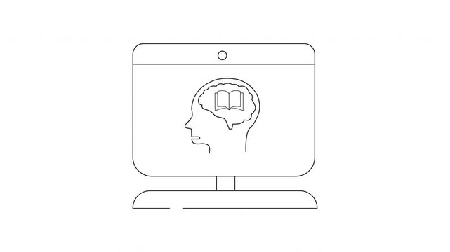 Online Learning Concept - Brain, Book, and Computer Illustration.
