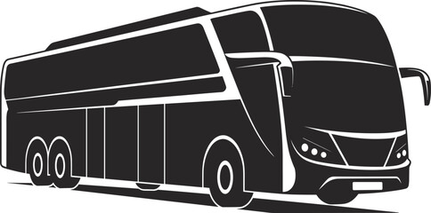 Modern coach bus silhouette vector illustration featuring luxury passenger transport vehicle design, black travel icon for tourism and public transportation concepts isolated © Jahangir
