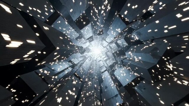 Abstract blue technology background with particles and light effects