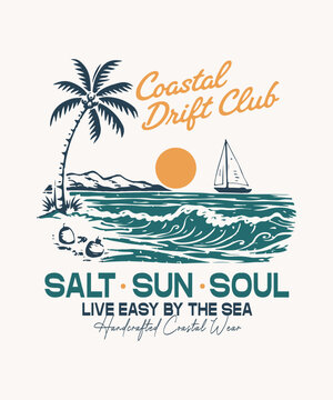 coastal drift club summer t-shirt design 